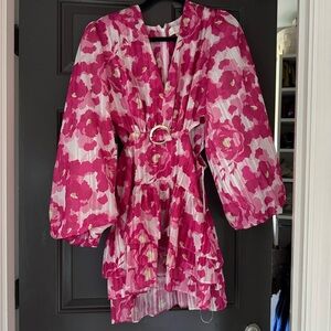Torn by Ronny Kobo Pink Floral Long Sleeve Dress